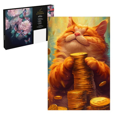 Фото Картина по номерам 20х30см Кот с деньгами 67922 от производителя, с доставкой по Хабаровску