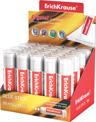 Фото Клей-карандаш 15г ErichKrause Crystal PVP 11007 от производителя, с доставкой по Хабаровску