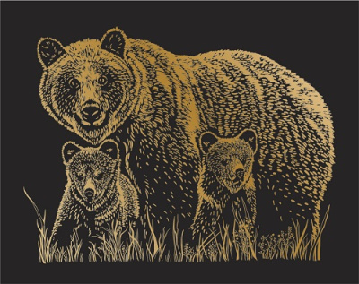 Фото Гравюра золото Hobbius Медведи SGHK № 58 от производителя, с доставкой по Хабаровску