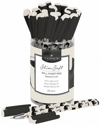 Фото Ручка шар 0,5 синяя игольчатый узел LOREX NAUGHTY CAT Slim Soft LXOPSS-NC  от производителя, с доставкой по Хабаровску