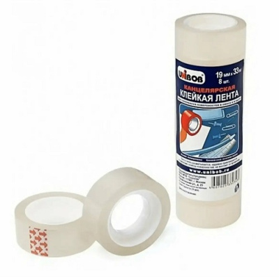 Фото Скотч 19мм 33м прозрачный UNIBOB 48899 от производителя, с доставкой по Хабаровску