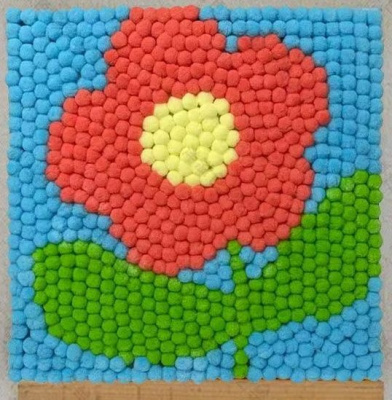 Фото Картина из помпонов на подрамнике  Draw Me! Flower 20х20см 156-LQ-066 от производителя, с доставкой по Хабаровску