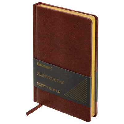 Фото Ежедневник А5 без дат BRAUBERG Iguana 320стр под кожу рептилий темно-коричневый 125090 от производителя, с доставкой по Хабаровску