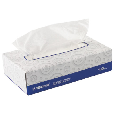 Салфетки вытягивающиеся 2-сл 100шт в коробке Лайма 126909