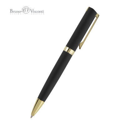 Фото Подарочная ручка шар 1,0 синяя BrunoVisconty MILANO PREMIUM корпус черный с золотом 20-0400-14 от производителя, с доставкой по Хабаровску
