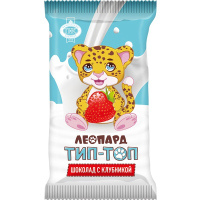 Шоколад молочный Леопард Тип-Топ с клубникой 15г