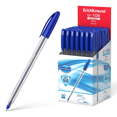 Фото Ручка шар 1,0 синяя ErichKrause Classic Stick U-108 47564 (50) от производителя, с доставкой по Хабаровску