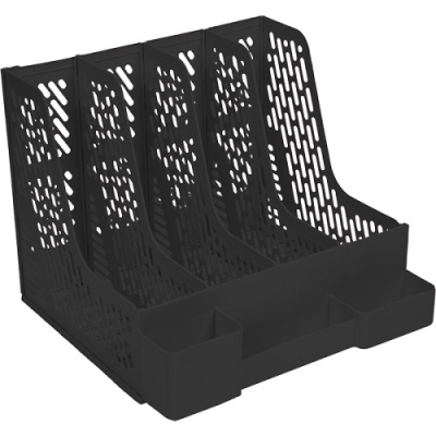 Фото Файл для бумаг 4-секционный пластик  с органайзером черный deVENTE Universal 4102325  от производителя, с доставкой по Хабаровску