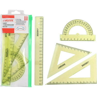 Фото Набор линеек (2 угольника, линейка 20см, транспортир) deVENTE салатовый 5092001 от производителя, с доставкой по Хабаровску