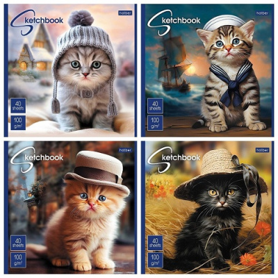 Фото Скетчбук 40л А5 на скобе Котики-артисты 40Б5лА 31162 от производителя, с доставкой по Хабаровску