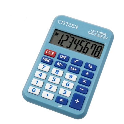 Фото Калькулятор Citizen LC-110ТК-BK (8 разрядный) карманный голубой  от производителя, с доставкой по Хабаровску