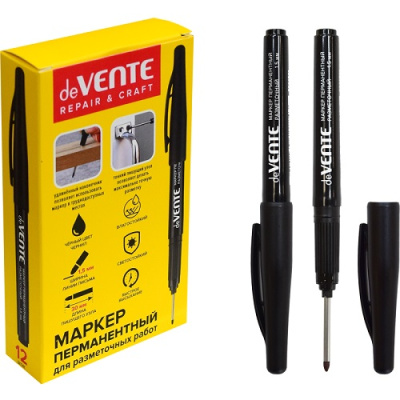 Фото Маркер перм 1,5мм черный пулевидный для разметочных работ deVENTE REPAIR & CRAFT Long Tip 5044501 от производителя, с доставкой по Хабаровску