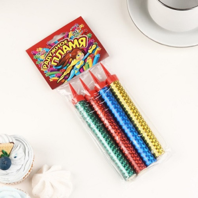 Фото Набор свечей- Фонтан для торта Радужные 4шт МИКС 3505786 от производителя, с доставкой по Хабаровску