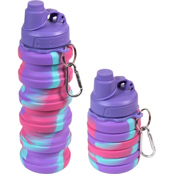 Бутылка для напитков 500мл deVENTE складная силиконовая сиренево-розовая 8090472