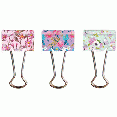 Фото Зажим для бумаг 32мм deVente Flowers ассорти 1шт 4131011 от производителя, с доставкой по Хабаровску