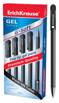 Фото Ручка гел 0,38 черная игольчатый узел ErichKrause G-SOFT 39207 от производителя, с доставкой по Хабаровску