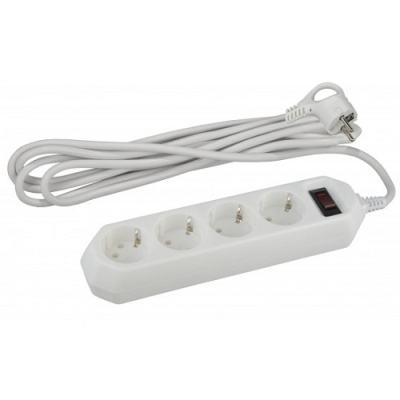 Фото Сетевой фильтр ЭРА 4мест, 1,5метра, USF-M-4es-1.5m-W заземление, выкл. белый от производителя, с доставкой по Хабаровску