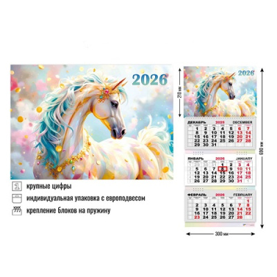 Фото Календарь трехсекционный с бегунком 2026г Символ года 9431 от производителя, с доставкой по Хабаровску
