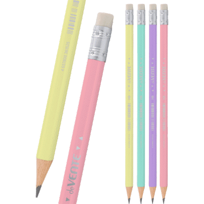 Фото Карандаш чернографитный НВ с ластиком deVENTE Pastel трехгранный ассорти 5032337 от производителя, с доставкой по Хабаровску