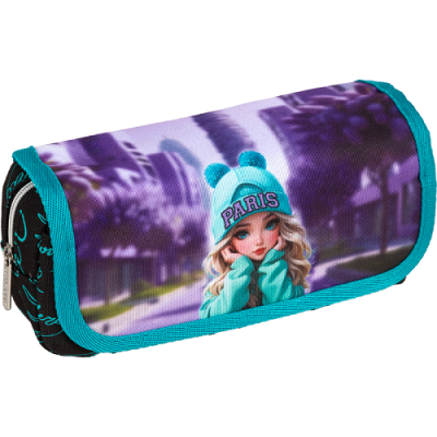 Фото Пенал deVENTE Paris Girl 20,5x9,5x7см прямоугольный с карманом текстиль 7020503 от производителя, с доставкой по Хабаровску