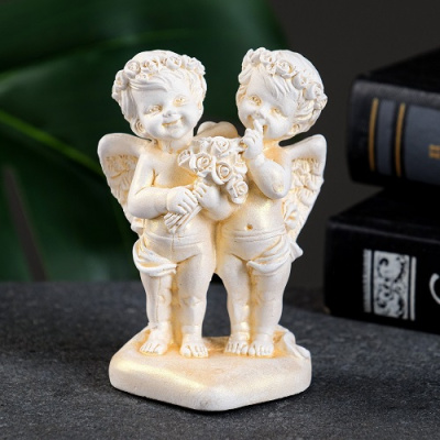 Фото Фигурка Ангелочки с букетом роз на сердце 8,5х5.5х4см гипс 7696439 от производителя, с доставкой по Хабаровску