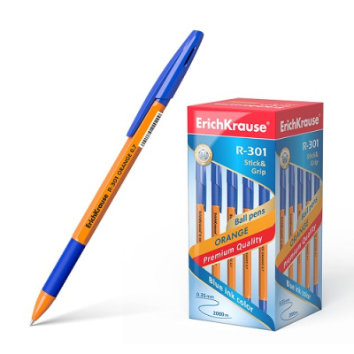 Фото Ручка шар 0,7 синяя с грипом ErichKrause R-301 Orange 39531&Grip 39531 (50) от производителя, с доставкой по Хабаровску