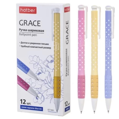 Фото Ручка шар мех. 0,7 синяя Hatber Grace ассорти BP_058434 от производителя, с доставкой по Хабаровску