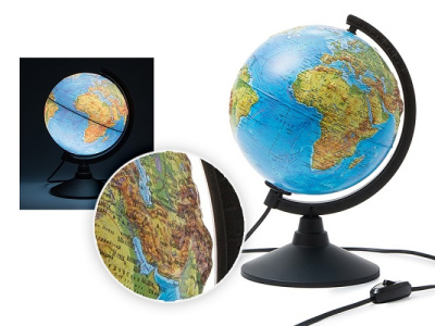Фото Глобус физический 210мм Globen Классик Рельефный с подсветкой К022100013 от производителя, с доставкой по Хабаровску