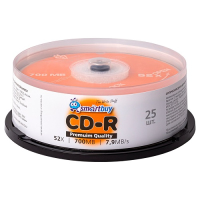Фото Диск CD-R Smart buy 700Mb 52x Cake Box 25шт SBCD-R25 386325 от производителя, с доставкой по Хабаровску