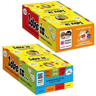 Освежающие конфеты LOVE IS в форме сердца Лимон блистер 70950