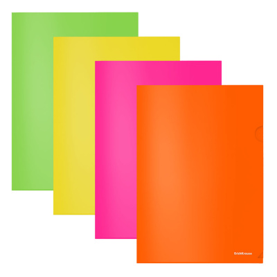 Фото Папка-уголок А4 180мкм ErichKrause Glossy Neon ассорти 50159/55134 от производителя, с доставкой по Хабаровску