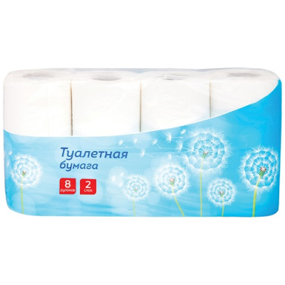 Бумага туалетная 2-сл 8 рулонов OfficeClean белая 249815