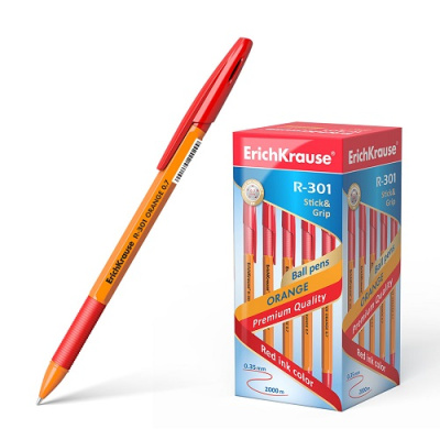 Фото Ручка шар 0,7 красная с грипом ErichKrause R-301 Orange Stick&Grip 43189 от производителя, с доставкой по Хабаровску