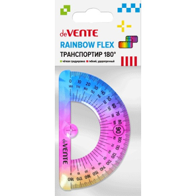 Фото Транспортир гибкий 12см 180° прозрачный цветной deVENTE Rainbow Flex 5095200 от производителя, с доставкой по Хабаровску