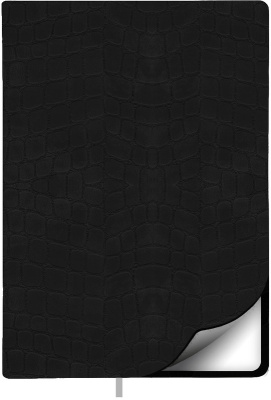 Фото Ежедневник недатированный Lamark Croco FLEX A5 черный, 256 стр., закругленные углы, ляссе, белый бло от производителя, с доставкой по Хабаровску