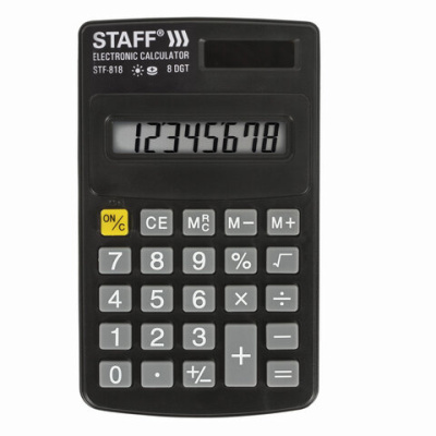 Фото Калькулятор STAFF STF-818 (8 разрядный, двойное питание) карманный 250142 от производителя, с доставкой по Хабаровску