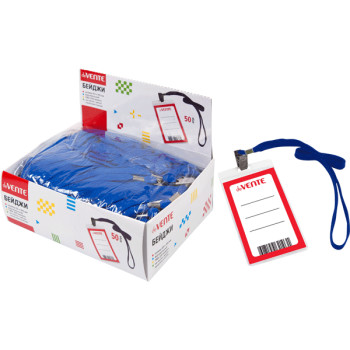 Фото Бейдж вертикальный 63х105мм с клипом на ленте прозрачный deVENTE 4010902 от производителя, с доставкой по Хабаровску