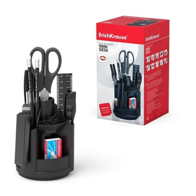 Фото Органайзер канцелярский набор 10пр ErichKrause Mini Desk вращающийся черный EK11 от производителя, с доставкой по Хабаровску