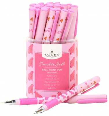 Фото Ручка шар 0,5 синяя с грипом игольчатый узел LOREX HAPPYBARA Double Soft LXOPDS-HB  от производителя, с доставкой по Хабаровску