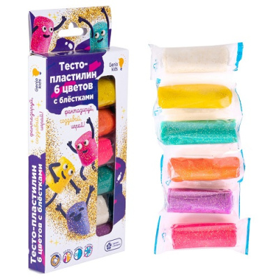 Фото Тесто для лепки Genio Kids-Art 6цвх30г с блёстками TA1091 от производителя, с доставкой по Хабаровску