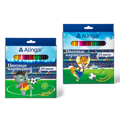 Фото Карандаши 24цв Alingar Веселый футбол AL4389-24 от производителя, с доставкой по Хабаровску