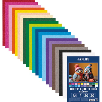 Фото Набор фетра жесткого А4 20л 20цв 2мм Яркие цвета deVENTE 8113502 от производителя, с доставкой по Хабаровску