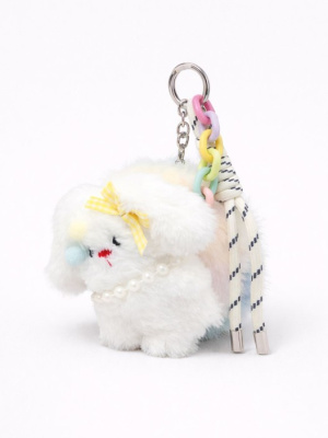 Зеркало-брелок раскладное плюшевое Bow rabbit жёлтое ZT185-G51-02