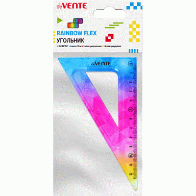 Фото Угольник пластиковый гибкий 12см 30х60х90° прозрачный цветной deVENTE Rainbow Flex 5097200 от производителя, с доставкой по Хабаровску