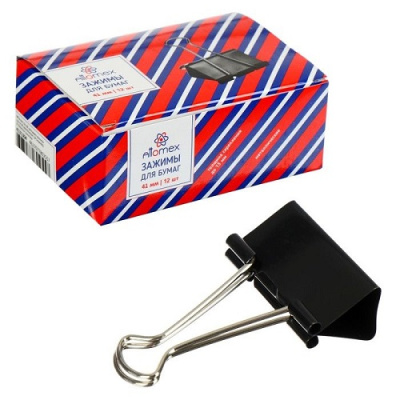 Фото Зажим для бумаг 41мм черный 1шт 4131311,4131304,224609 (12) от производителя, с доставкой по Хабаровску