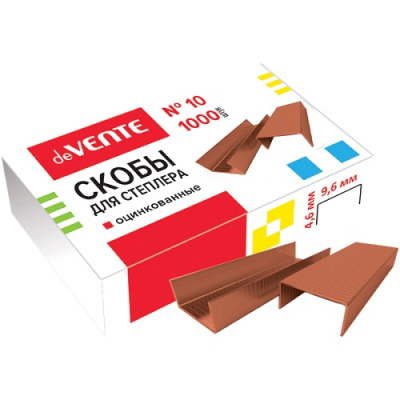 Фото Скобы для степлера №10 (1000шт) deVENTE омедненные 4141001 от производителя, с доставкой по Хабаровску