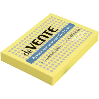Фото Липкий блок 51х76мм 100л желтый неон deVENTE 2010312 от производителя, с доставкой по Хабаровску