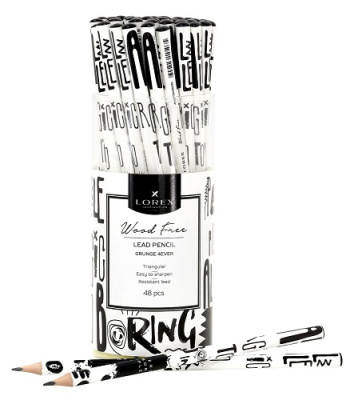 Фото Карандаш чернографитный НВ пластиковый без ластика LOREХ WOOD FREE GRUNGE 4EVER LXLPWF-G4E  от производителя, с доставкой по Хабаровску