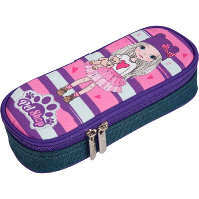 Фото Пенал deVENTE Pet Shop 21x8x5см овальный с доп. створкой текстиль 7023243 от производителя, с доставкой по Хабаровску