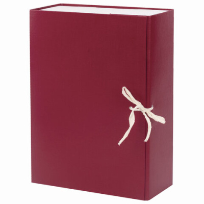 Фото Архивный короб на завязках 100x330x240мм А4 бумвинил бордовый BRAUBERG 122805 от производителя, с доставкой по Хабаровску